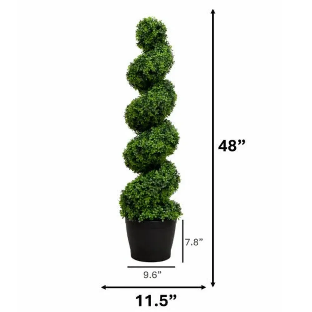 Nearly Natural Faux 4' UV Resistant Spiral Boxwood Topiary Tree